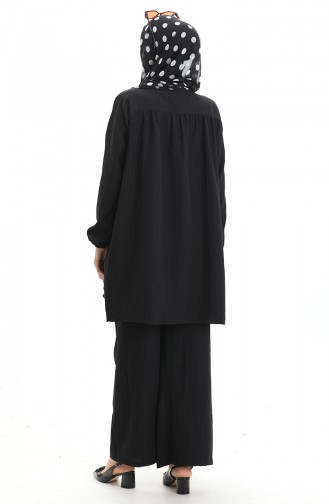 Kolu Lastikli Tunik Pantolon İkili Takım 0103-01 Siyah