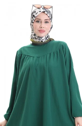 Elastic Sleeve Tunic Trousers Two Piece Set 0103-03 Emerald Green 0103-03