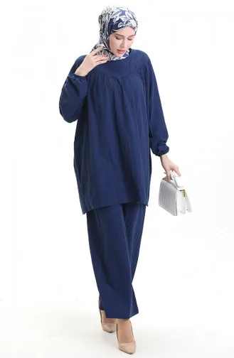 Kolu Lastikli Tunik Pantolon İkili Takım 0103-04 İndigo
