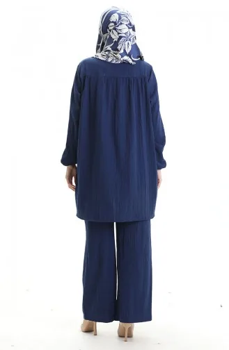 Kolu Lastikli Tunik Pantolon İkili Takım 0103-04 İndigo