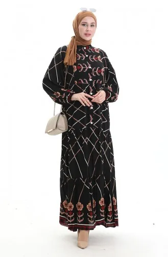 Kleid Mit Richterkragen 2075-02 Schwarz Rot 2075-02