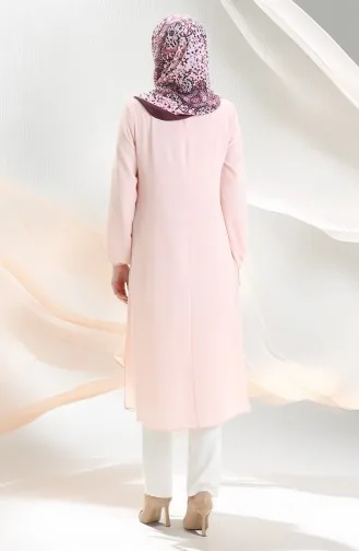 تونيك طويل بتفاصيل إطار 4105-01 بودرة 4105-01