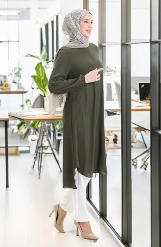 Frame Gedetailleerde Lange Tuniek 4105-02 Donkergroen 4105-02
