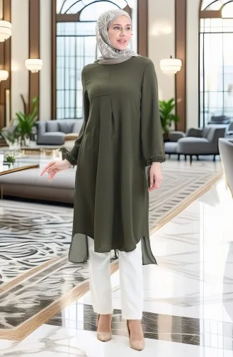 Frame Gedetailleerde Lange Tuniek 4105-02 Donkergroen 4105-02