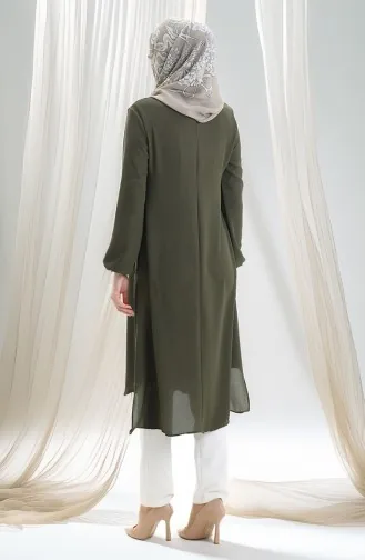 Frame Gedetailleerde Lange Tuniek 4105-02 Donkergroen 4105-02