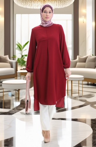 Çerçeve Detaylı Uzun Tunik 4105-03 Bordo