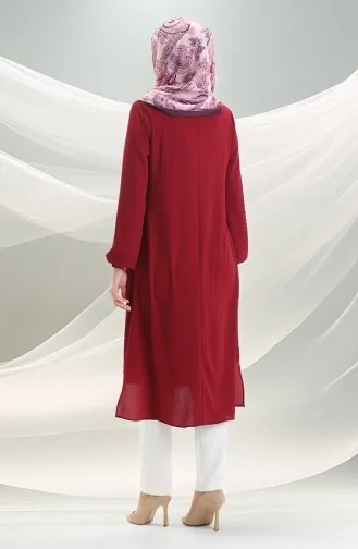 Frame Gedetailleerde Lange Tuniek 4105-03 Claret Rood 4105-03