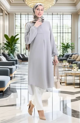 Frame Detailed Long Tunic 4105-04 Gray 4105-04