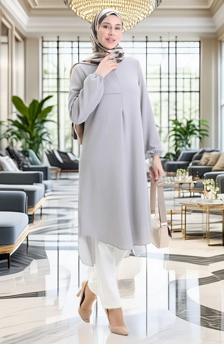 Frame Detailed Long Tunic 4105-04 Gray 4105-04