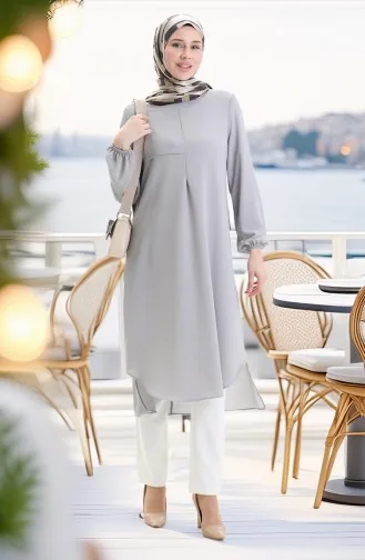 Frame Detailed Long Tunic 4105-04 Gray 4105-04