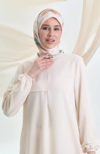 تونيك طويل بإطار مفصل 4105-05 كريمي 4105-05