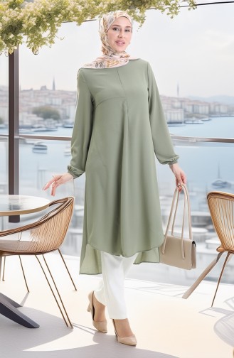 Çerçeve Detaylı Uzun Tunik 4105-06 Haki