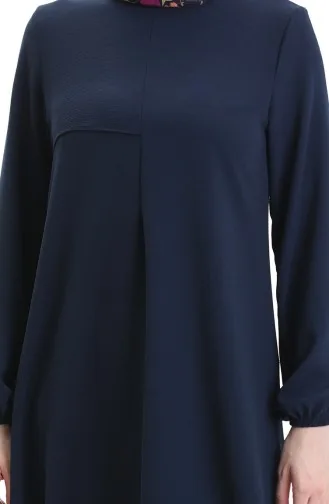 Çerçeve Detaylı Uzun Tunik 4105-07 Lacivert