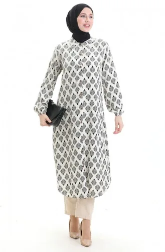 Lange Tunika Mit Knöpfen 0092-05 Beige 0092-05