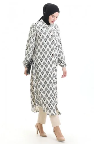 Lange Tunika Mit Knöpfen 0092-05 Beige 0092-05