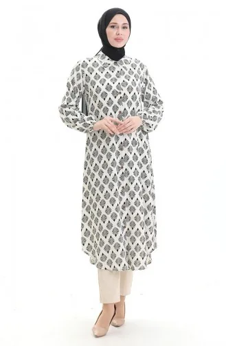 Lange Tunika Mit Knöpfen 0092-05 Beige 0092-05