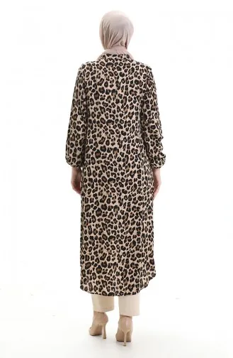 Leopar Desenli Uzun Tunik 0093-01 Kahverengi