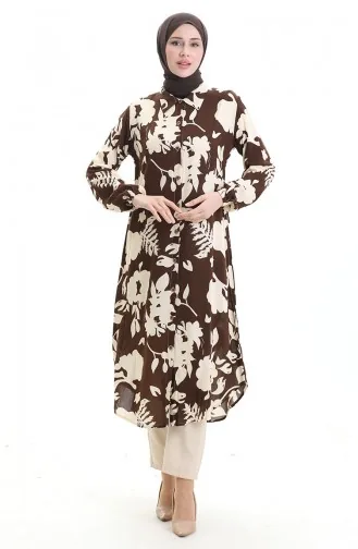 تونيك طويل بأزرار 0095-02 بني بيج 0095-02