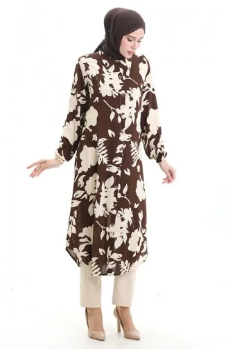 تونيك طويل بأزرار 0095-02 بني بيج 0095-02