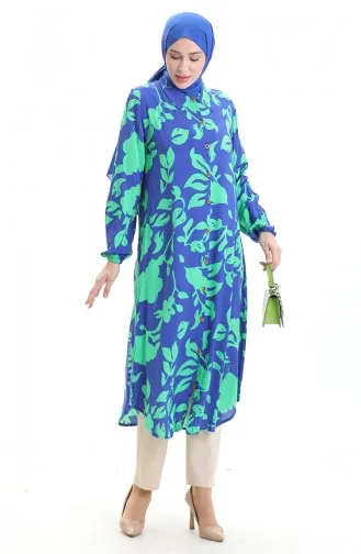 سترة طويلة بأزرار 0095-03 أخضر ساكسوني 0095-03