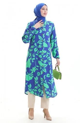 سترة طويلة بأزرار 0095-03 أخضر ساكسوني 0095-03