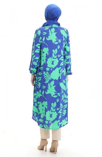 سترة طويلة بأزرار 0095-03 أخضر ساكسوني 0095-03