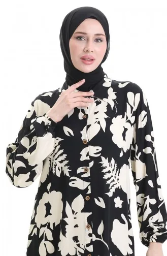 تونيك طويل بأزرار 0095-04 أسود بيج 0095-04
