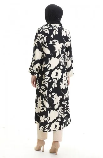 تونيك طويل بأزرار 0095-04 أسود بيج 0095-04