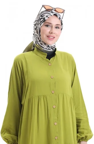 Kleid Mit Halbgeknöpften Elastischen Ärmeln 0091-01 Khaki 0091-01