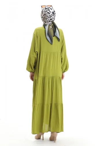 Kleid Mit Halbgeknöpften Elastischen Ärmeln 0091-01 Khaki 0091-01