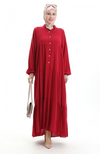 Claret Red Hijab Dress 0091-03