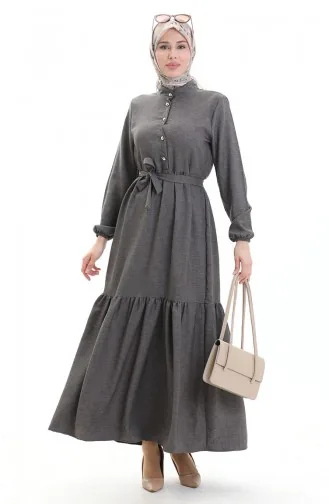 Robe Boutonnée à Manches élastiques 0104-01 Fumée 0104-01