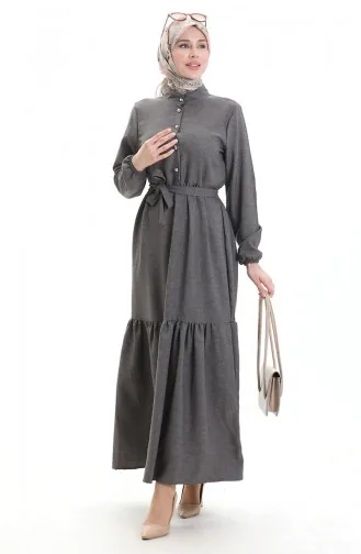 Robe Boutonnée à Manches élastiques 0104-01 Fumée 0104-01