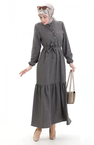Robe Boutonnée à Manches élastiques 0104-01 Fumée 0104-01