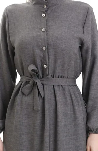 Robe Boutonnée à Manches élastiques 0104-01 Fumée 0104-01