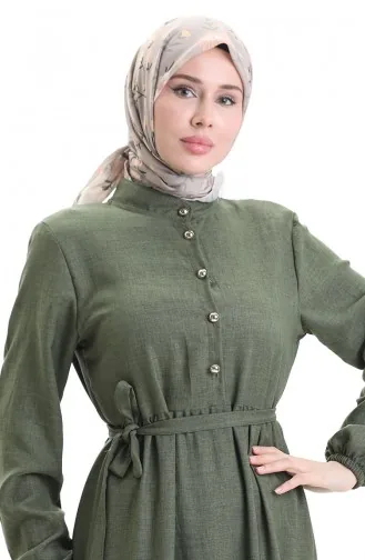 Robe Boutonnée à Manches élastiques 0104-03 Kaki 0104-03