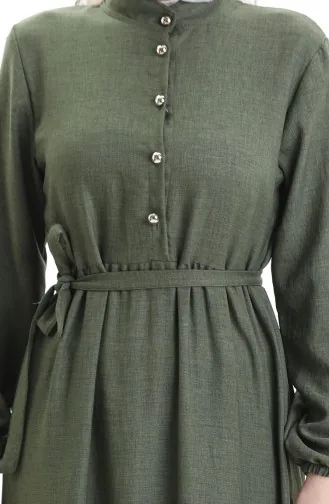 Robe Boutonnée à Manches élastiques 0104-03 Kaki 0104-03