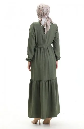 Robe Boutonnée à Manches élastiques 0104-03 Kaki 0104-03