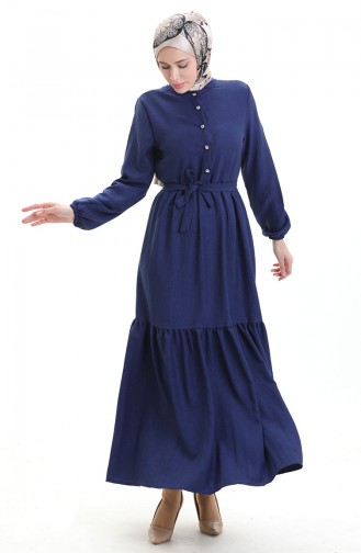 Navy Blue İslamitische Jurk 0104-05