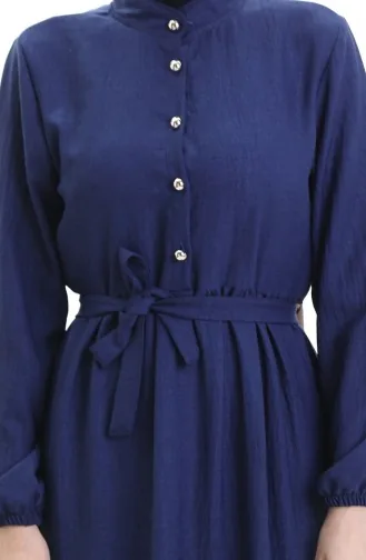 Robe Boutonnée à Manches élastiques 0104-05 Bleu Marine 0104-05
