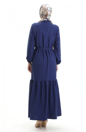 Navy Blue İslamitische Jurk 0104-05