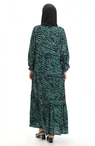 Robe à Motifs à Demi-bouton 2070-03 Vert Noir 2070-03