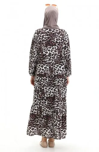Robe Boutonnée à Imprimé Léopard 2071-02 Noir Et Blanc 2071-02