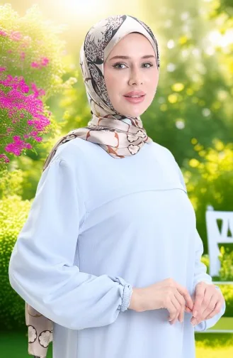 Tunique Longue Fendue Sur Le Côté 4104-01 Bleu Glacier 4104-01