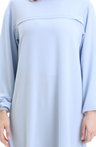 Yandan Yırtmaçlı Uzun Tunik 4104-01 Buz Mavisi