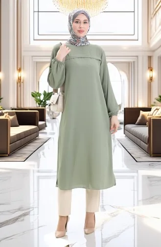 Yandan Yırtmaçlı Uzun Tunik 4104-03 Haki