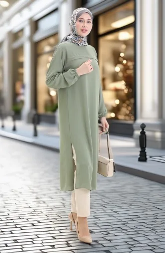 Yandan Yırtmaçlı Uzun Tunik 4104-03 Haki