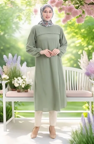 Yandan Yırtmaçlı Uzun Tunik 4104-03 Haki