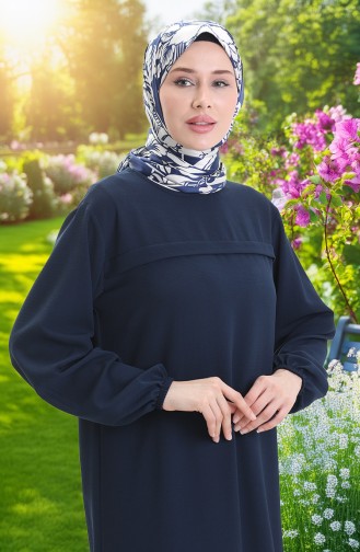 Yandan Yırtmaçlı Uzun Tunik 4104-04 Lacivert