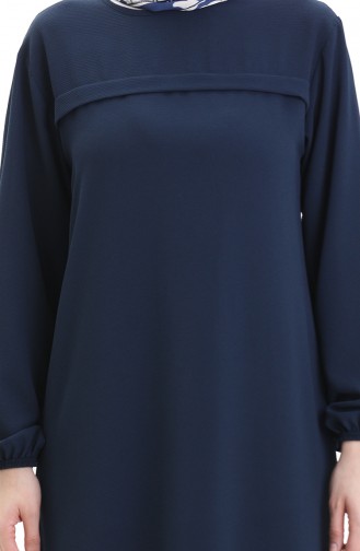 Yandan Yırtmaçlı Uzun Tunik 4104-04 Lacivert